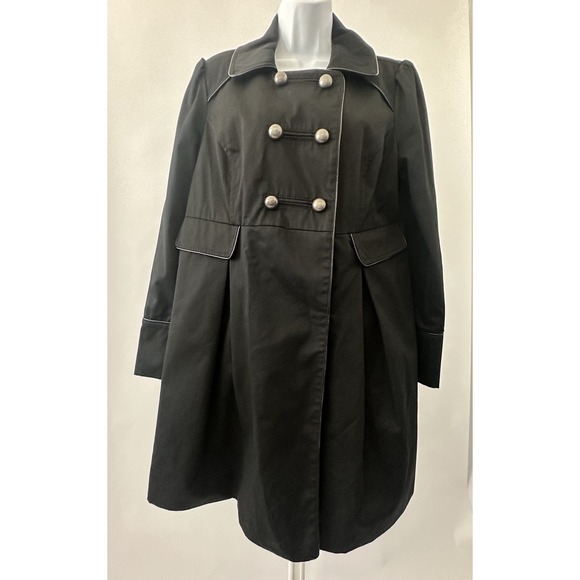 Liz Lange Target Maternity Twill Jacket Black Trench Coat Medium (b34) - Picture 1 of 5